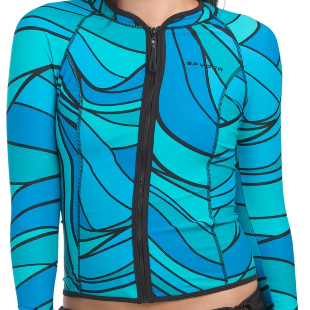 Spyder Full Zip Long Sleeve Rash Guard Swim Cover-up UPF 30+